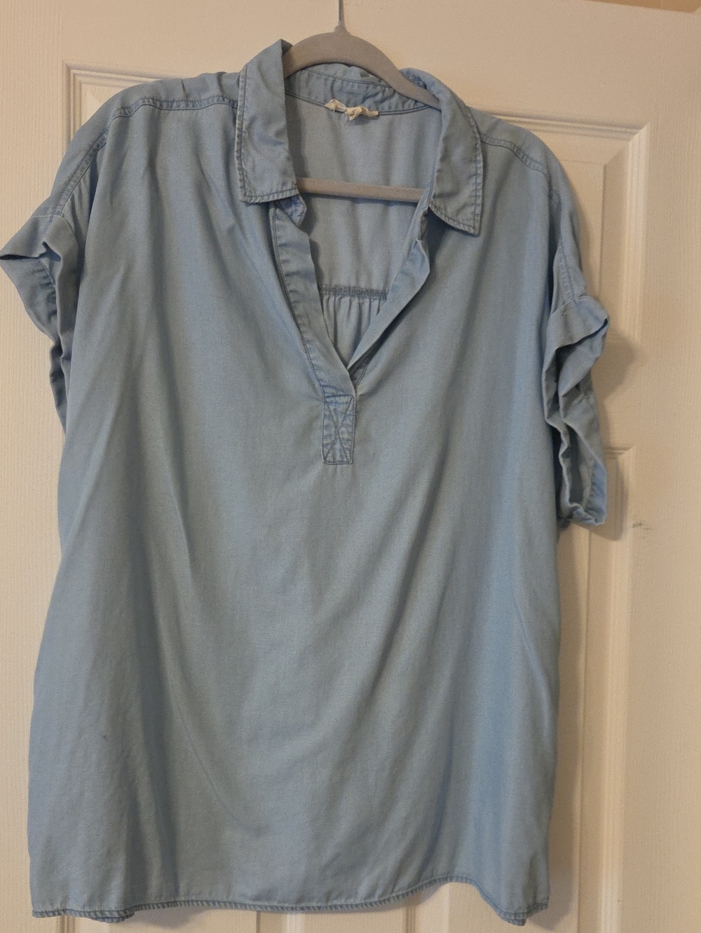 Jane and Delancey Light Blue V-Neck Collared Tunic